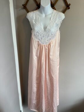 Vintage Deadstock Eve Stillman Peach Satin Beaded Lace Gown NWT S